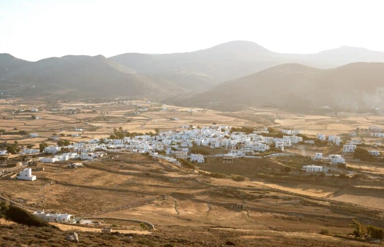 village Paros Greece mountains